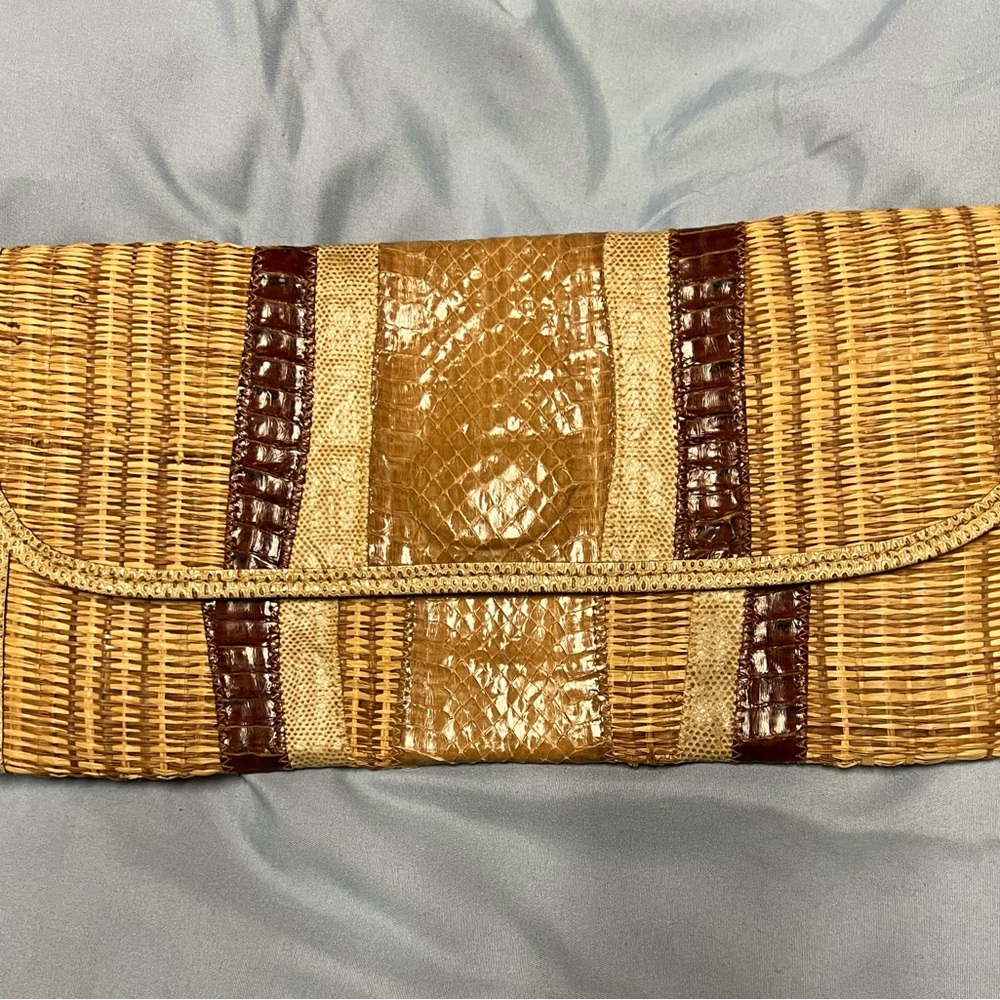 Vintage RARE Carlos Falchi snakeskin Woven Clutch